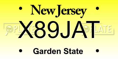 X89JAT New Jersey License Plate