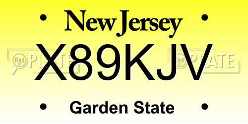 X89KJV New Jersey License Plate