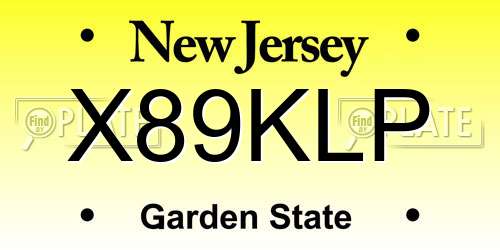 X89KLP New Jersey License Plate