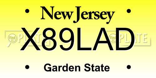 X89LAD New Jersey License Plate