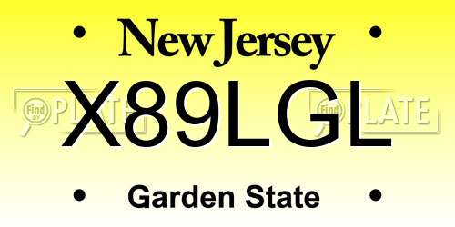 X89LGL New Jersey License Plate