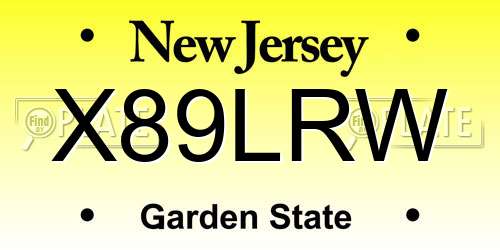 X89LRW New Jersey License Plate