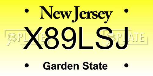 X89LSJ New Jersey License Plate