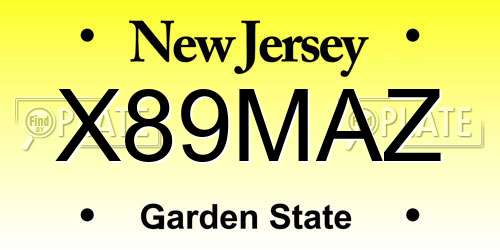 X89MAZ New Jersey License Plate