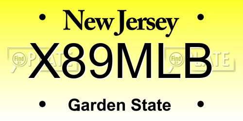 X89MLB New Jersey License Plate