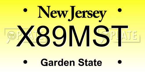 X89MST New Jersey License Plate