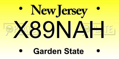 X89NAH New Jersey License Plate