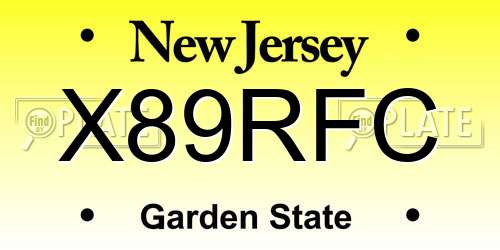 X89RFC New Jersey License Plate