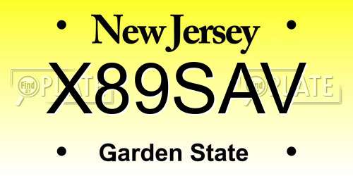 X89SAV New Jersey License Plate