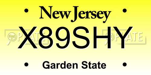 X89SHY New Jersey License Plate