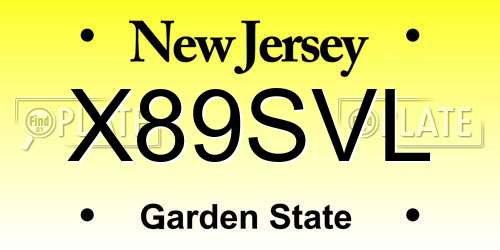 X89SVL New Jersey License Plate