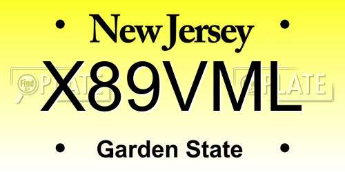 X89VML New Jersey License Plate