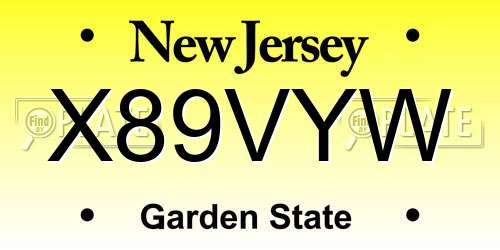 X89VYW New Jersey License Plate