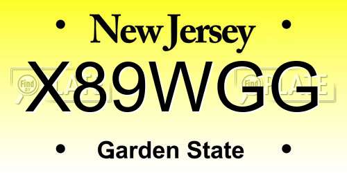 X89WGG New Jersey License Plate