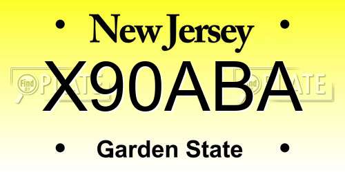 X90ABA New Jersey License Plate
