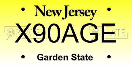 X90AGE New Jersey License Plate