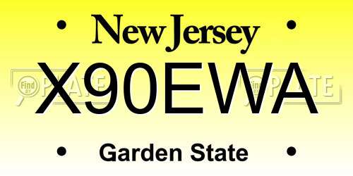 X90EWA New Jersey License Plate