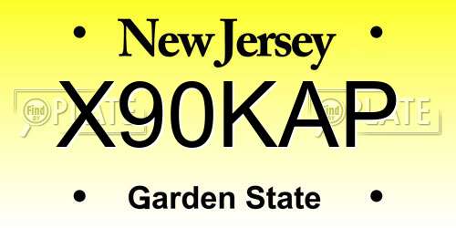 X90KAP New Jersey License Plate