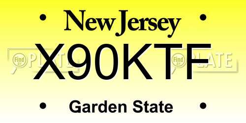 X90KTF New Jersey License Plate