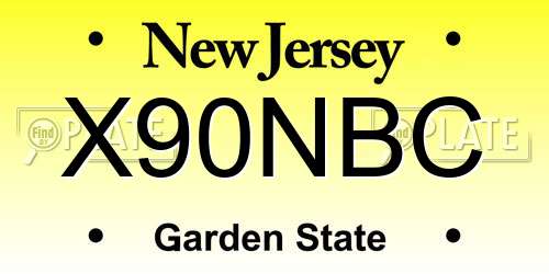 X90NBC New Jersey License Plate