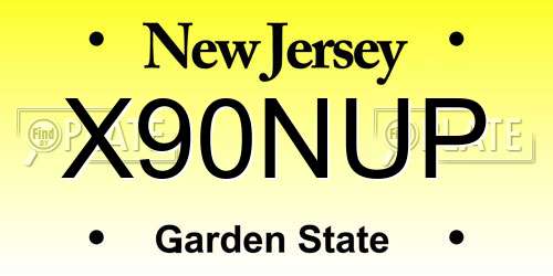 X90NUP New Jersey License Plate
