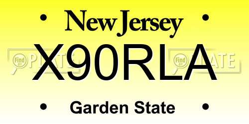 X90RLA New Jersey License Plate
