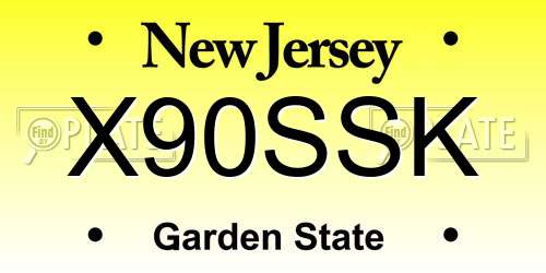 X90SSK New Jersey License Plate