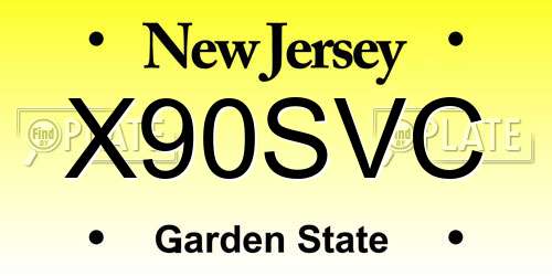 X90SVC New Jersey License Plate