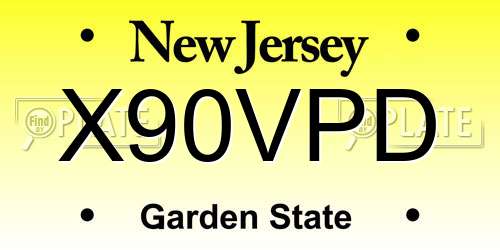 X90VPD New Jersey License Plate