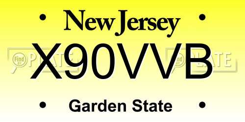 X90VVB New Jersey License Plate