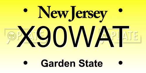 X90WAT New Jersey License Plate