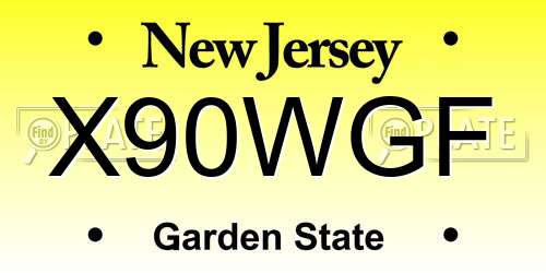 X90WGF New Jersey License Plate