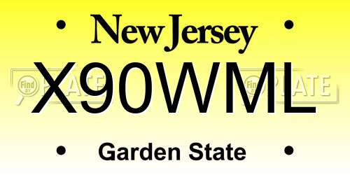X90WML New Jersey License Plate