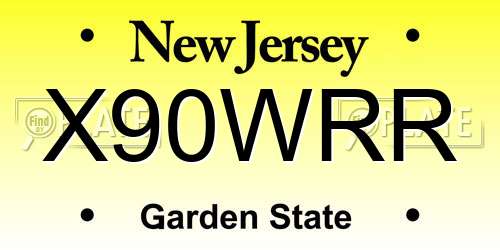 X90WRR New Jersey License Plate