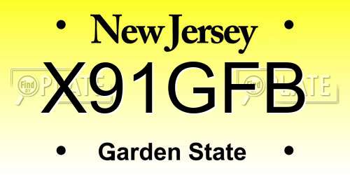 X91GFB New Jersey License Plate