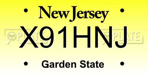 X91HNJ New Jersey License Plate