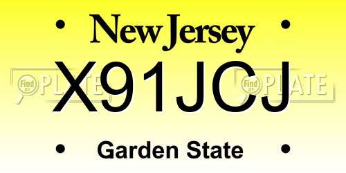 X91JCJ New Jersey License Plate
