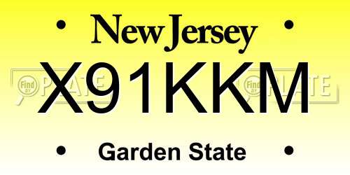 X91KKM New Jersey License Plate
