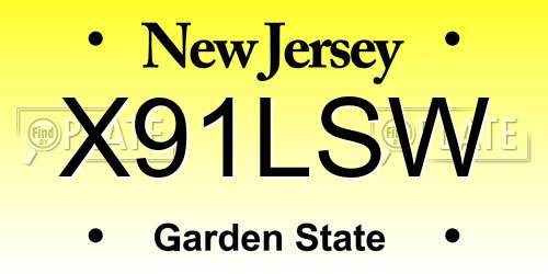 X91LSW New Jersey License Plate