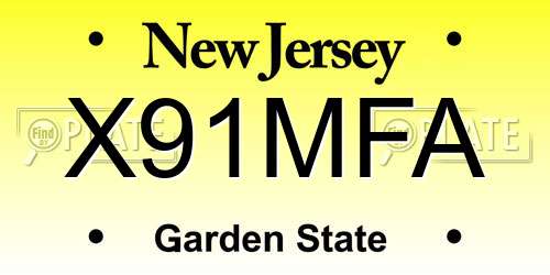 X91MFA New Jersey License Plate