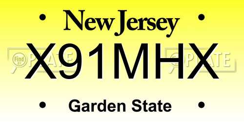 X91MHX New Jersey License Plate