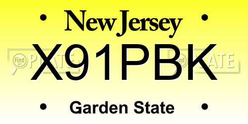 X91PBK New Jersey License Plate
