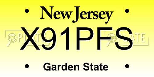 X91PFS New Jersey License Plate