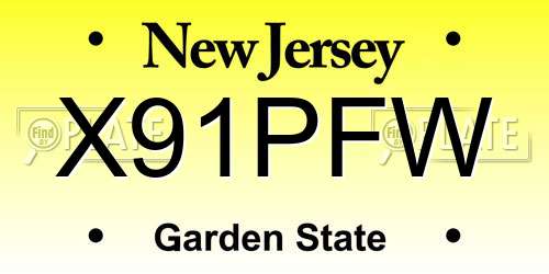 X91PFW New Jersey License Plate