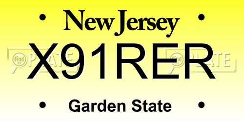 X91RER New Jersey License Plate