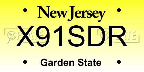 X91SDR New Jersey License Plate