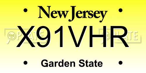 X91VHR New Jersey License Plate