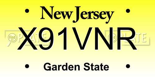 X91VNR New Jersey License Plate
