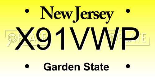 X91VWP New Jersey License Plate