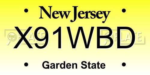 X91WBD New Jersey License Plate